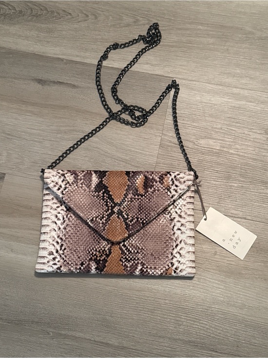 a new day Handbags - a new day Snake-Print Crossbody Envelope Bag - Brown, Tan, Cream